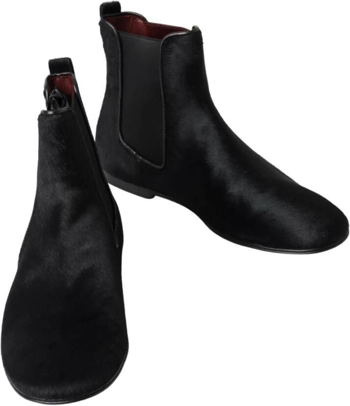 Dolce & Gabbana Italiaanse Leren Chelsea Boots Black Heren