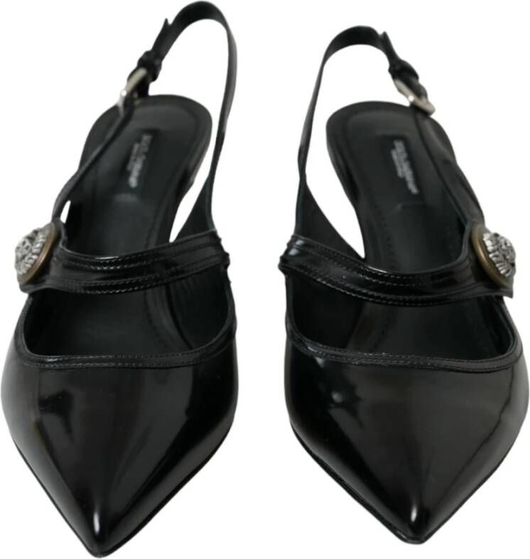 Dolce & Gabbana Italiaanse Leren Slingback Hakken Black Dames