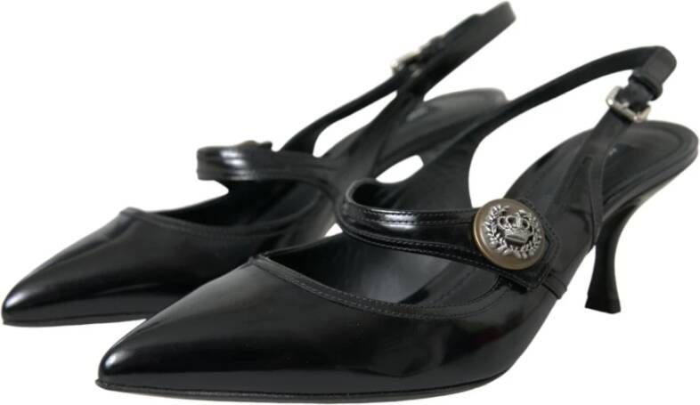 Dolce & Gabbana Italiaanse Leren Slingback Hakken Black Dames