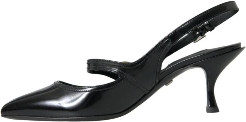 Dolce & Gabbana Italiaanse Leren Slingback Hakken Black Dames