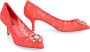 Dolce & Gabbana Kant Bloem Puntige Neus Pump Red Dames - Thumbnail 2