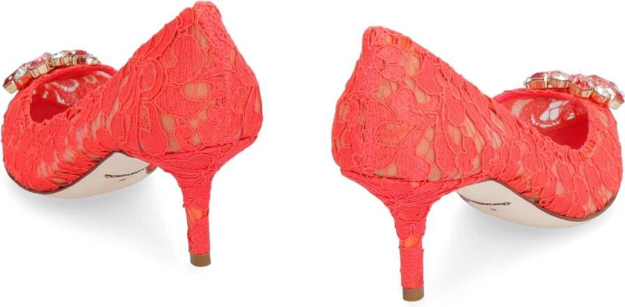 Dolce & Gabbana Kant Bloem Puntige Neus Pump Red Dames