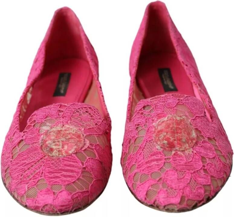 Dolce & Gabbana Kanten Ballerina Flats Roze Pink Dames