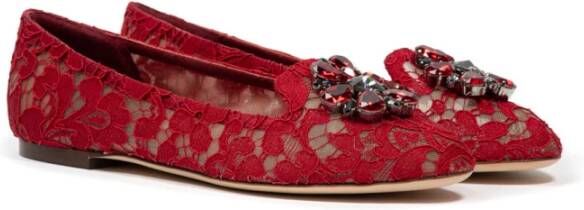 Dolce & Gabbana Kanten Ballerina Schoenen Red Dames