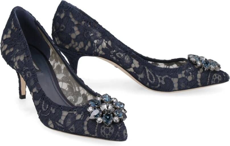 Dolce & Gabbana Kanten Bloemenpomp Blue Dames