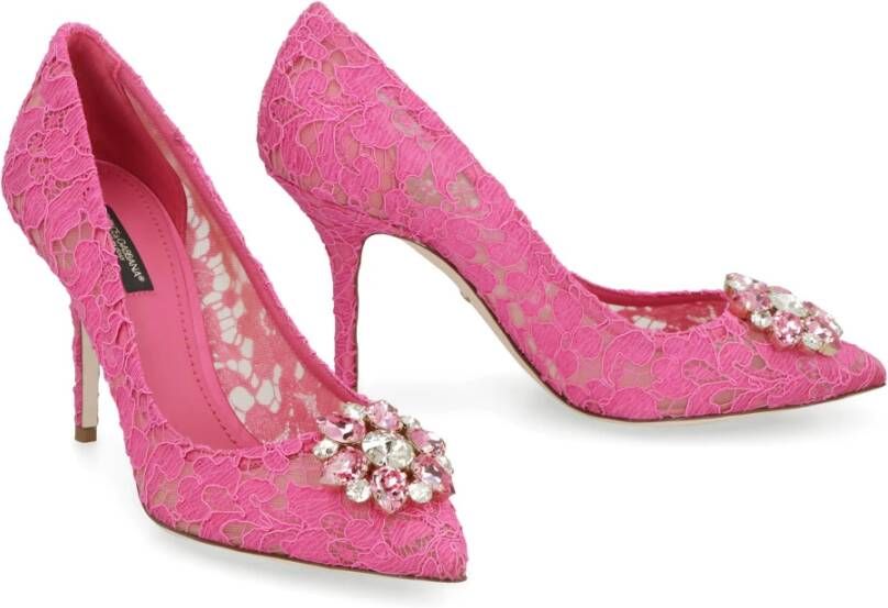 Dolce & Gabbana Kanten Bloempomp Pink Dames