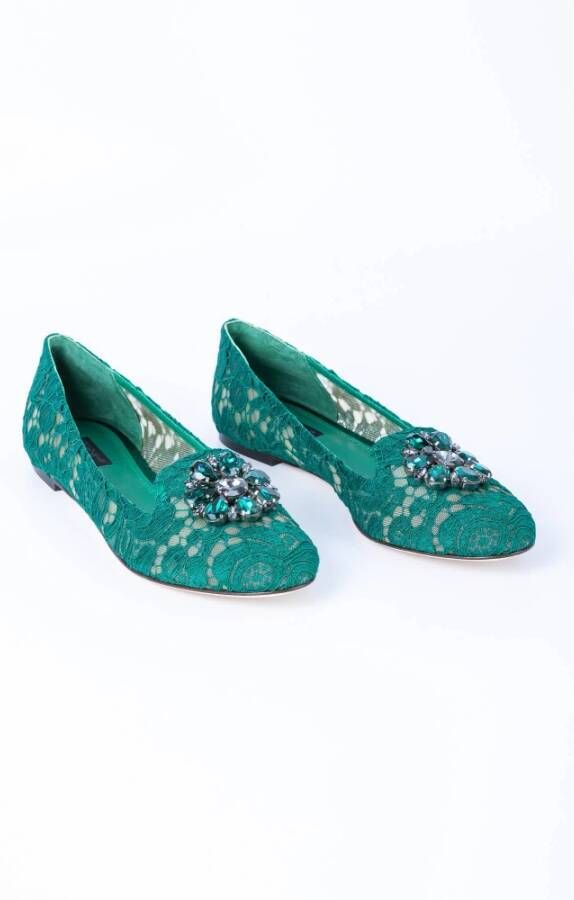 Dolce & Gabbana Kanten Juweel Ballet Flats Green Dames