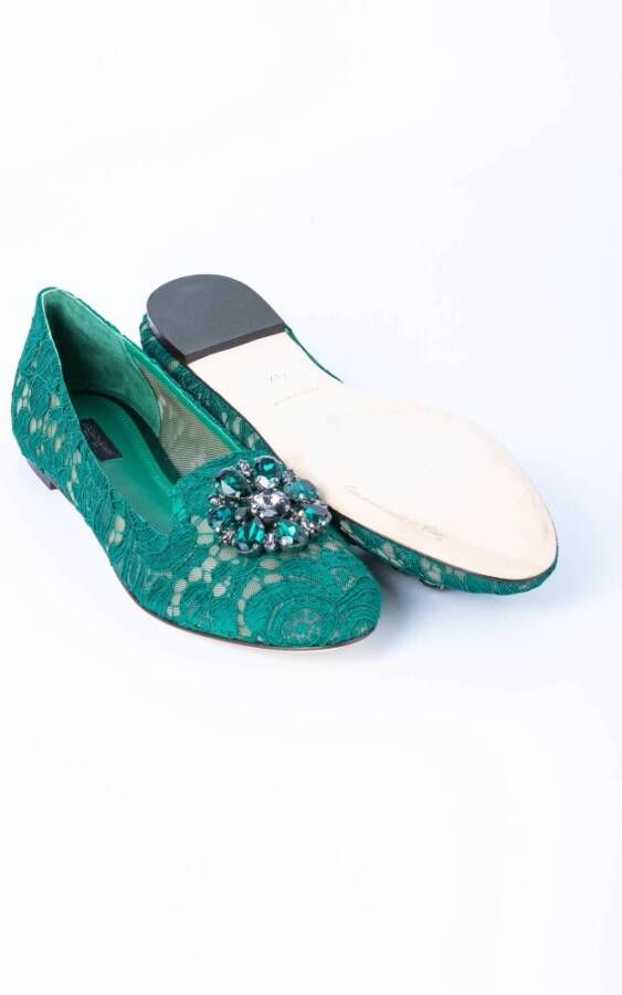 Dolce & Gabbana Kanten Juweel Ballet Flats Green Dames