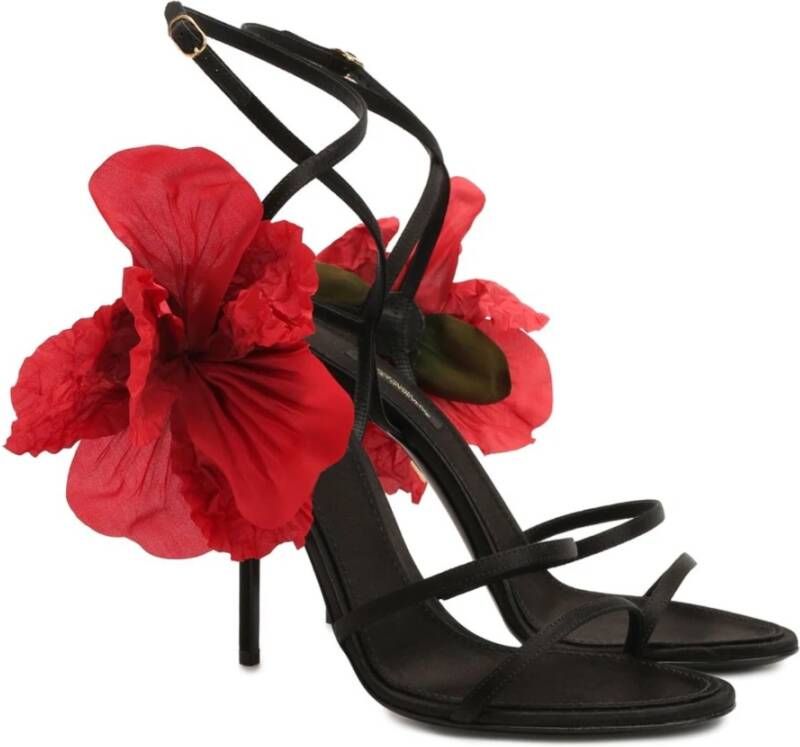 Dolce & Gabbana Keira Sandalen met Applicatiebloemen Black Dames