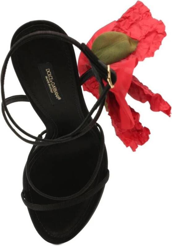 Dolce & Gabbana Keira Sandalen met Applicatiebloemen Black Dames