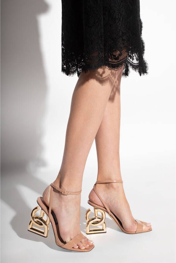 Dolce & Gabbana Keira Sandals With Decorative Heel Beige Dames