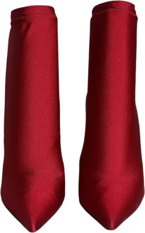 Dolce & Gabbana Kersenrode Stiletto Enkellaarzen Red Dames