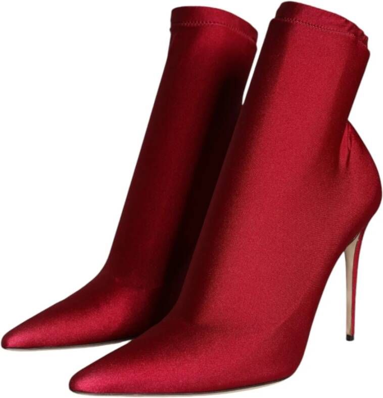 Dolce & Gabbana Kersenrode Stiletto Enkellaarzen Red Dames