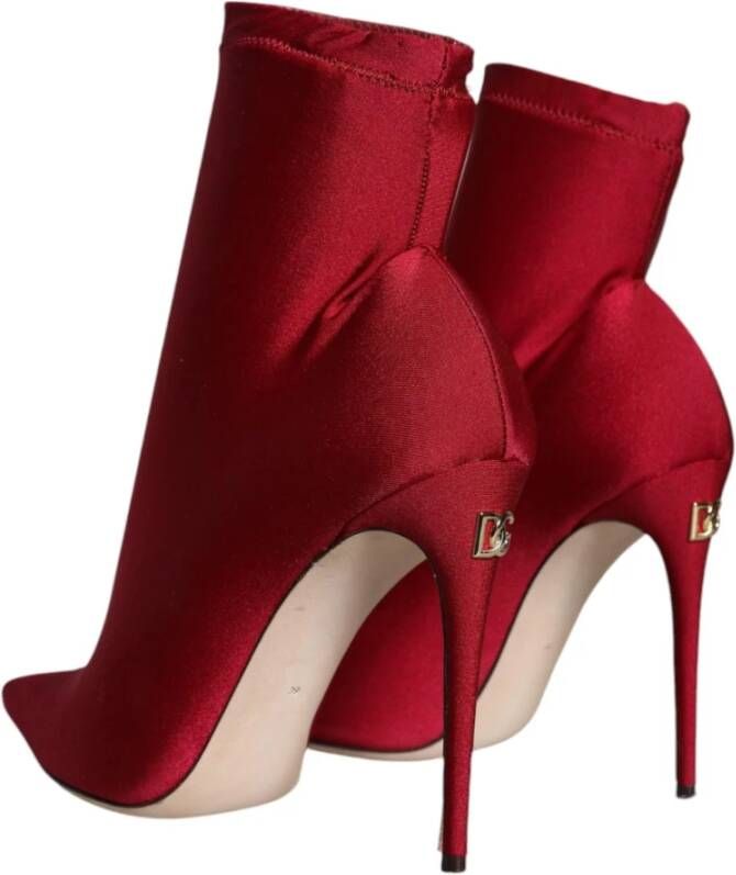 Dolce & Gabbana Kersenrode Stiletto Enkellaarzen Red Dames