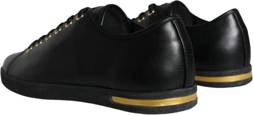 Dolce & Gabbana Klassieke Zwarte Gouden Leren Sneakers Schoenen Black Heren