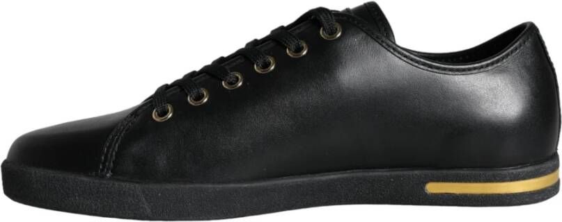 Dolce & Gabbana Klassieke Zwarte Gouden Leren Sneakers Schoenen Black Heren