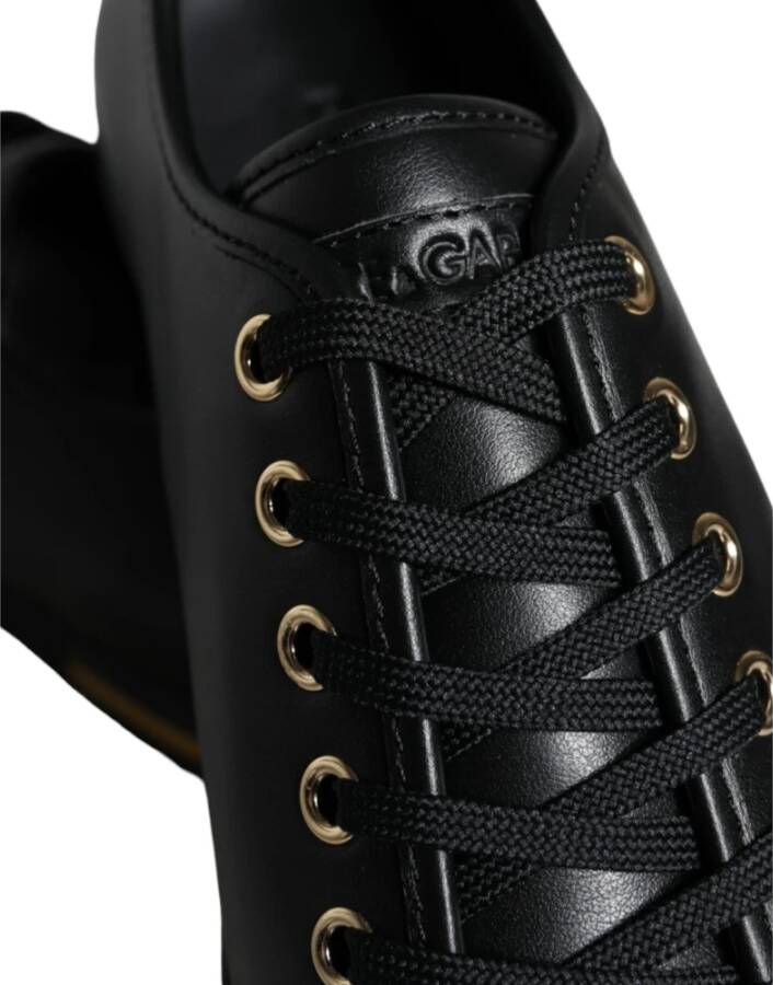 Dolce & Gabbana Klassieke Zwarte Gouden Leren Sneakers Schoenen Black Heren