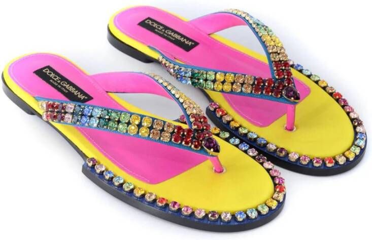 Dolce & Gabbana Kleurrijke kristalversierde slippers Multicolor Dames