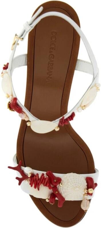 Dolce & Gabbana Koraal Schelp Hoge Hak Sandalen White Dames