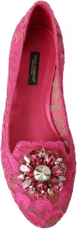 Dolce & Gabbana Kristal Ballet Flats Roze Logo Pink Dames