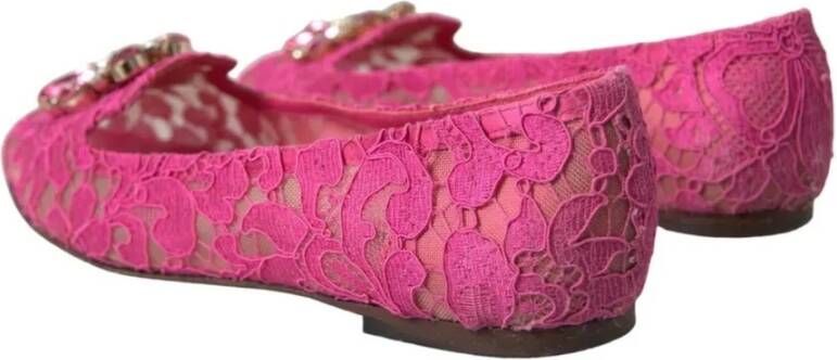 Dolce & Gabbana Kristal Ballet Flats Roze Logo Pink Dames