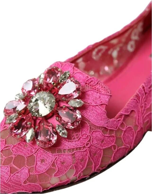 Dolce & Gabbana Kristal Ballet Flats Roze Logo Pink Dames