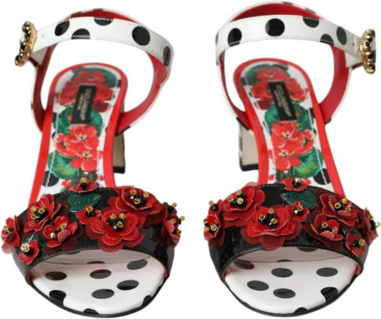 Dolce & Gabbana Kristal Bloemen Leren Sandalen Multicolor Dames