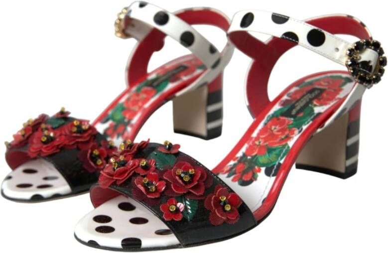 Dolce & Gabbana Kristal Bloemen Leren Sandalen Multicolor Dames