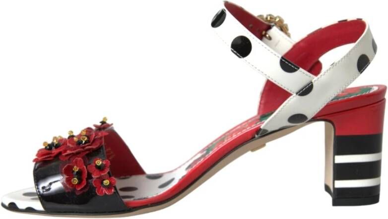 Dolce & Gabbana Kristal Bloemen Leren Sandalen Multicolor Dames