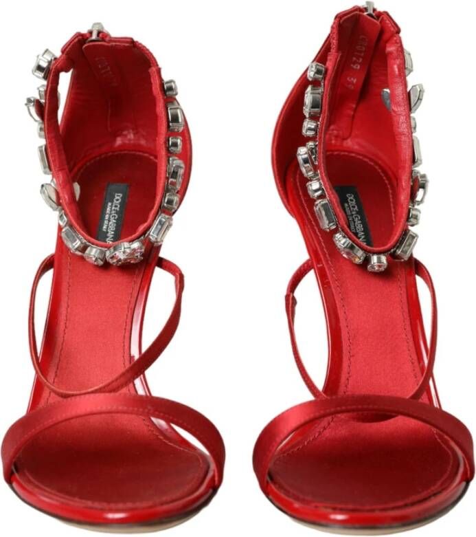 Dolce & Gabbana Kristal Enkelband Rode Sandalen Red Dames