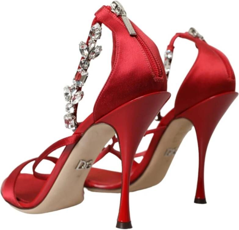 Dolce & Gabbana Kristal Enkelband Rode Sandalen Red Dames