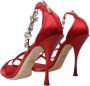 Dolce & Gabbana Kristal Enkelband Rode Sandalen Red Dames - Thumbnail 10