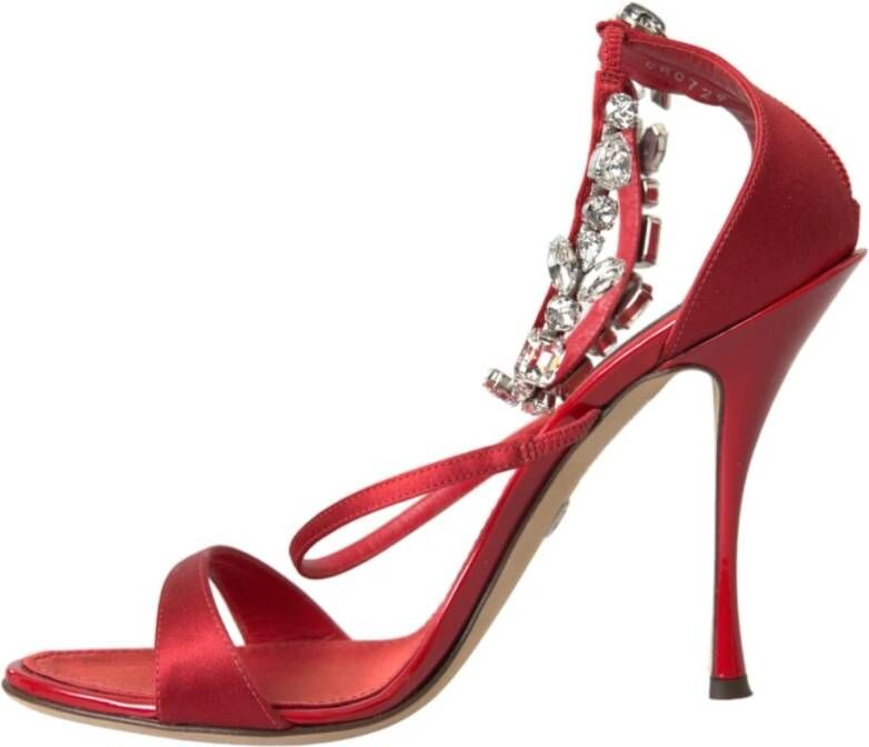 Dolce & Gabbana Kristal Enkelband Rode Sandalen Red Dames