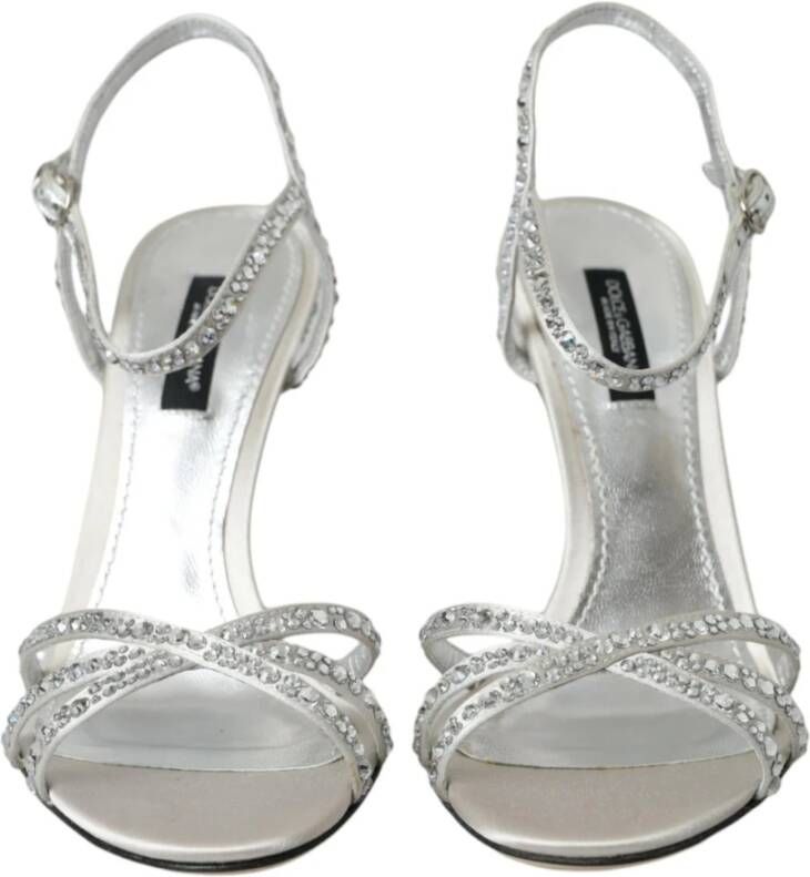 Dolce & Gabbana Kristal Hak Sandalen Zilver Versierd Gray Dames