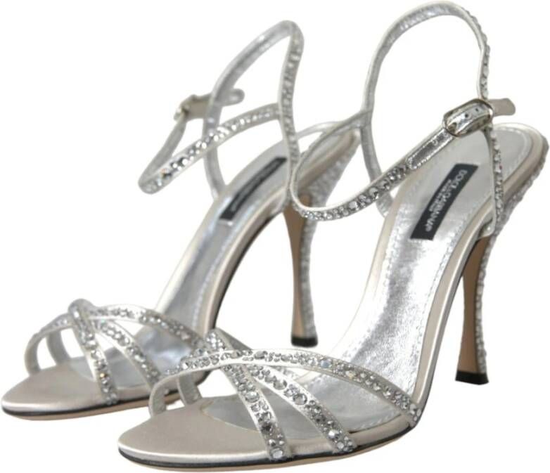 Dolce & Gabbana Kristal Hak Sandalen Zilver Versierd Gray Dames