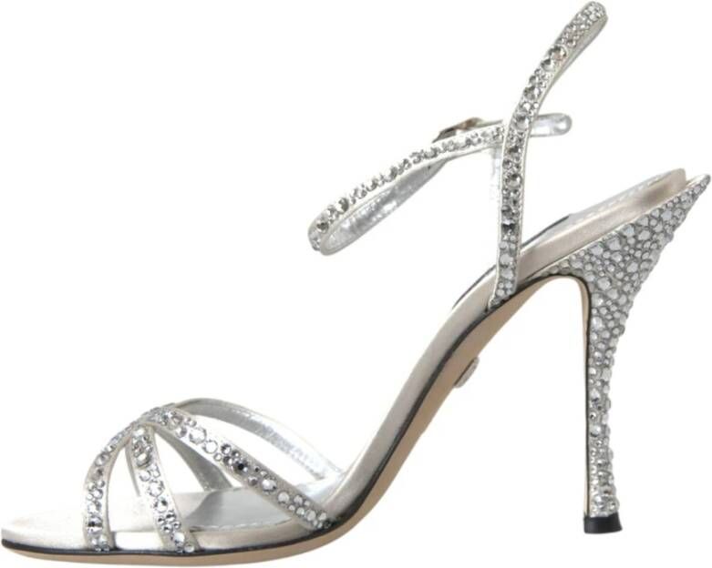 Dolce & Gabbana Kristal Hak Sandalen Zilver Versierd Gray Dames