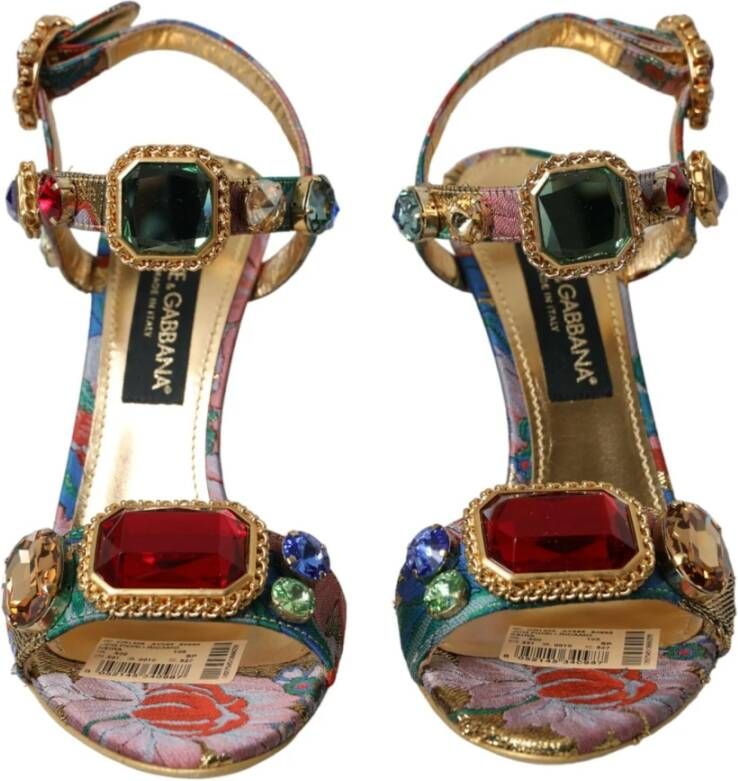 Dolce & Gabbana Kristal Jacquard Enkelband Sandalen Multicolor Dames