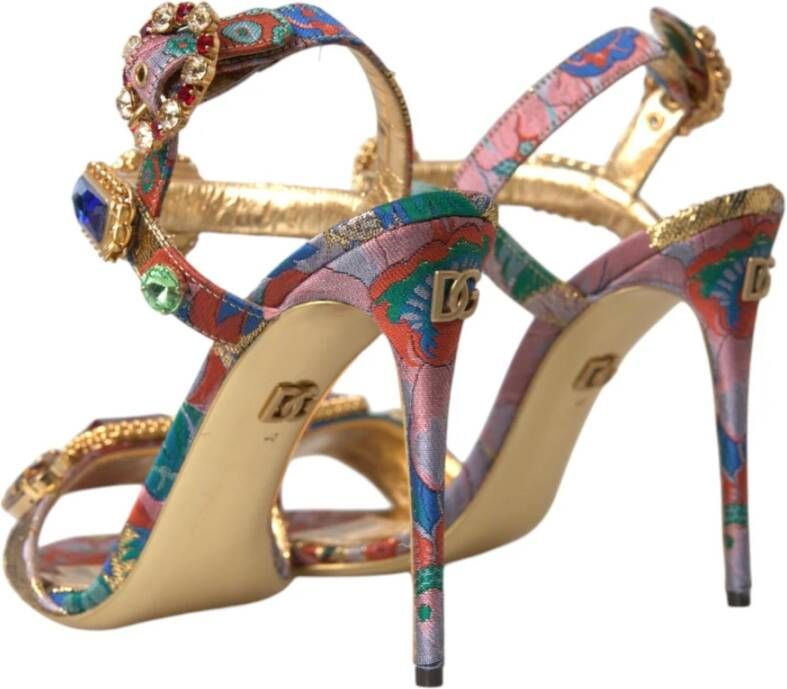 Dolce & Gabbana Kristal Jacquard Enkelband Sandalen Multicolor Dames