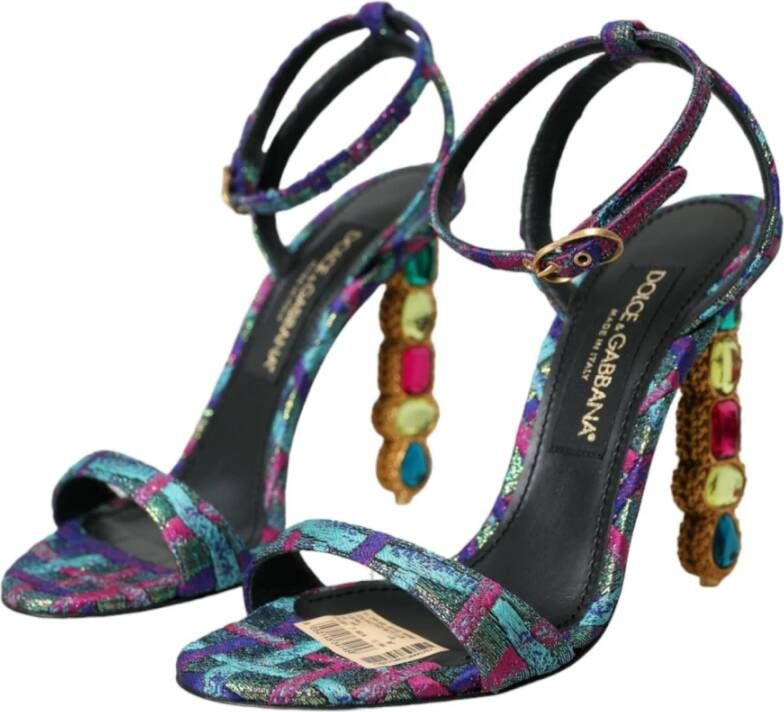 Dolce & Gabbana Kristal Jacquard Hak Sandalen Multicolor Dames