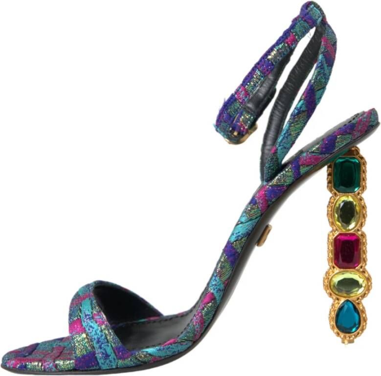 Dolce & Gabbana Kristal Jacquard Hak Sandalen Multicolor Dames