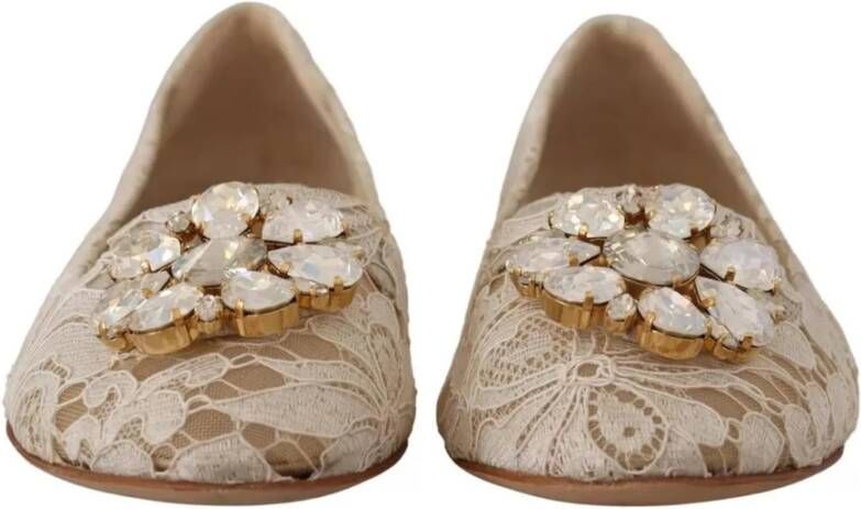 Dolce & Gabbana Kristal Kant Ballet Flats Schoenen Beige Dames