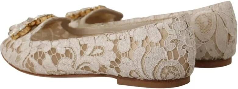 Dolce & Gabbana Kristal Kant Ballet Flats Schoenen Beige Dames