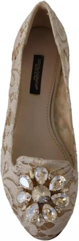 Dolce & Gabbana Kristal Kant Ballet Flats Schoenen Beige Dames