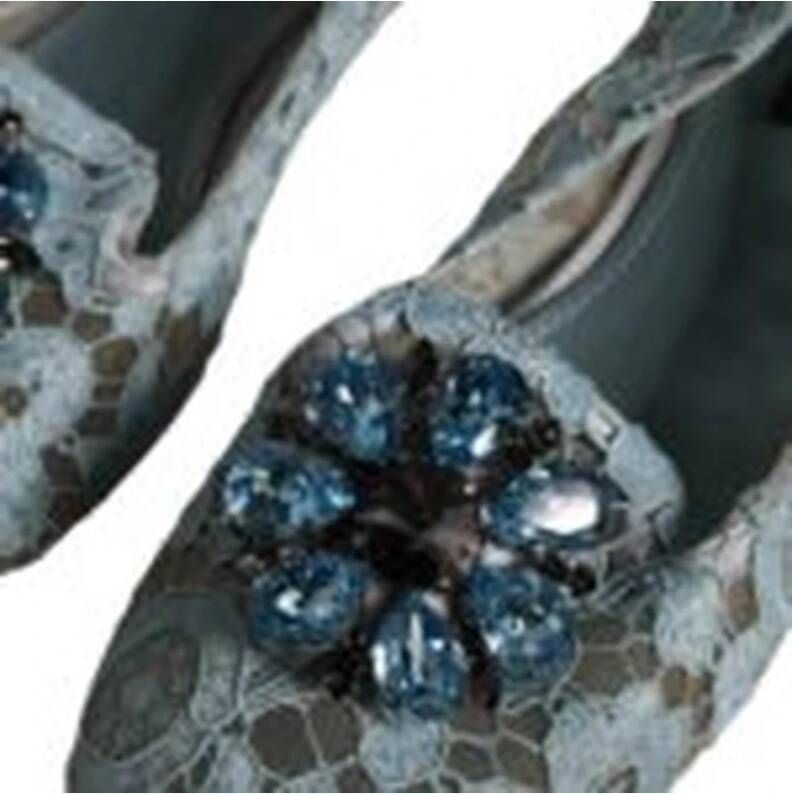 Dolce & Gabbana Kristal Kant Ballet Platte Schoenen Blue Dames