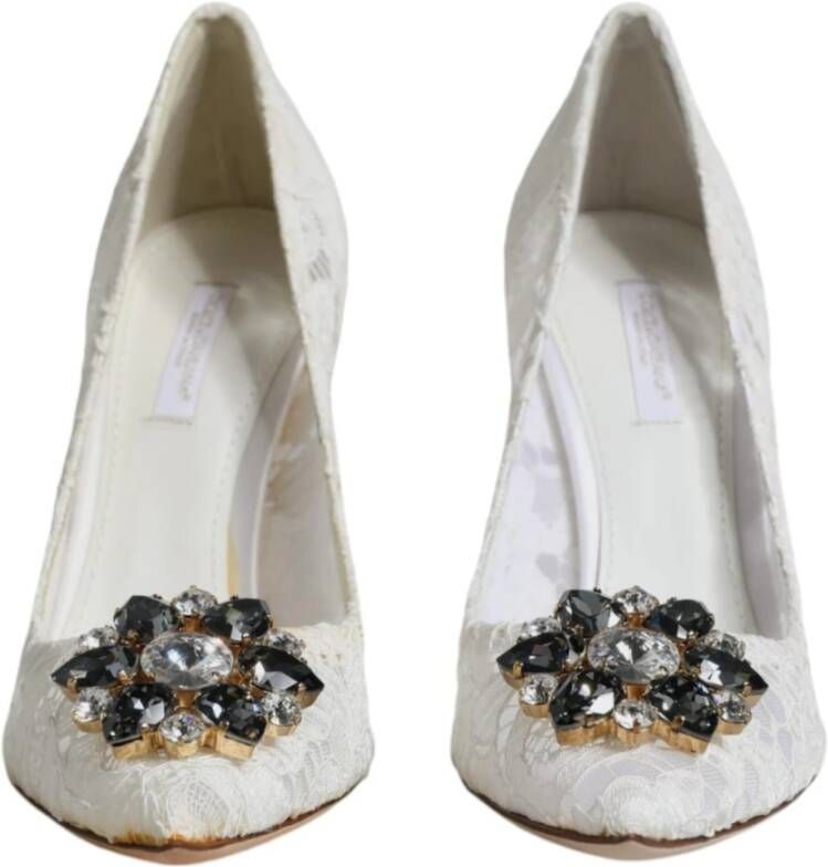 Dolce & Gabbana Kristal Kant Hak Pumps Wit White Dames