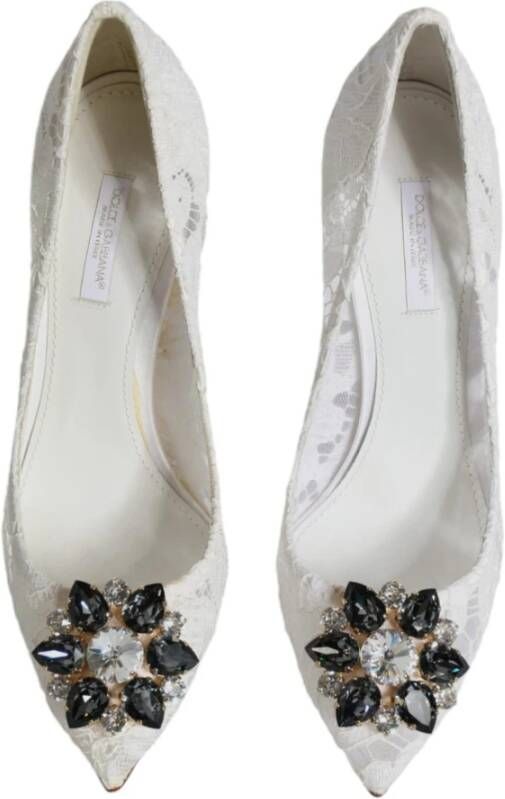 Dolce & Gabbana Kristal Kant Hak Pumps Wit White Dames