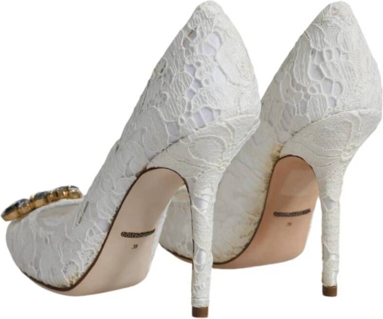 Dolce & Gabbana Kristal Kant Hak Pumps Wit White Dames