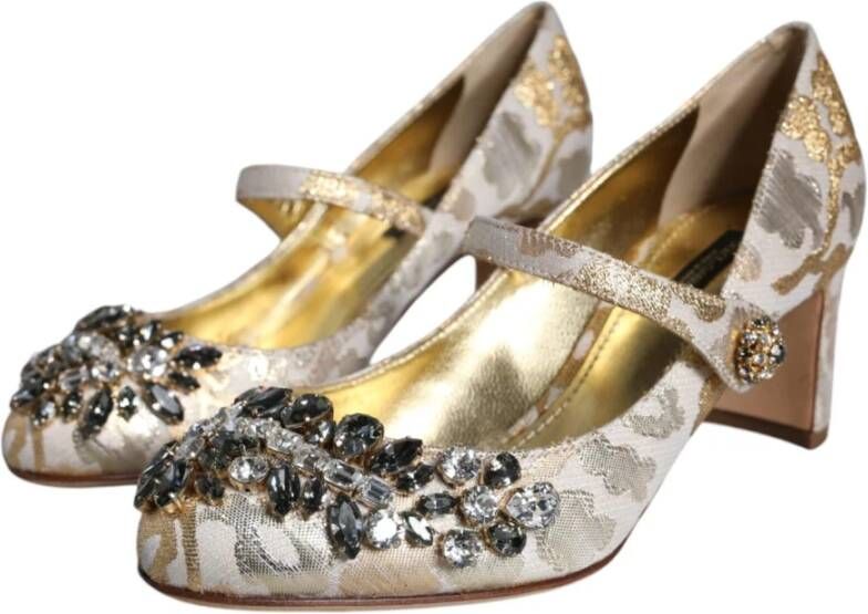 Dolce & Gabbana Kristal Mary Jane Gouden Pumps Yellow Dames