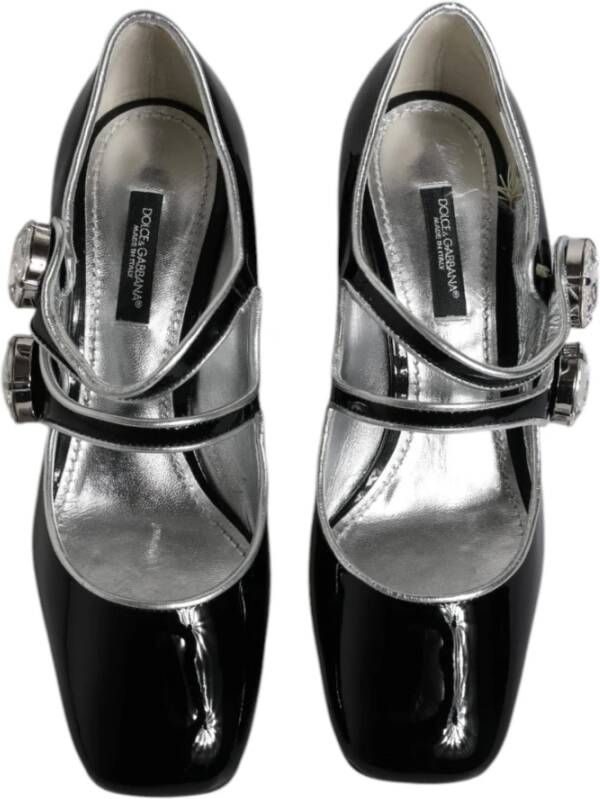 Dolce & Gabbana Kristal Mary Jane Zwarte Leren Pumps Black Dames