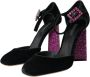 Dolce & Gabbana Kristalversierde Velvet Mary Jane Pumps Black Dames - Thumbnail 3